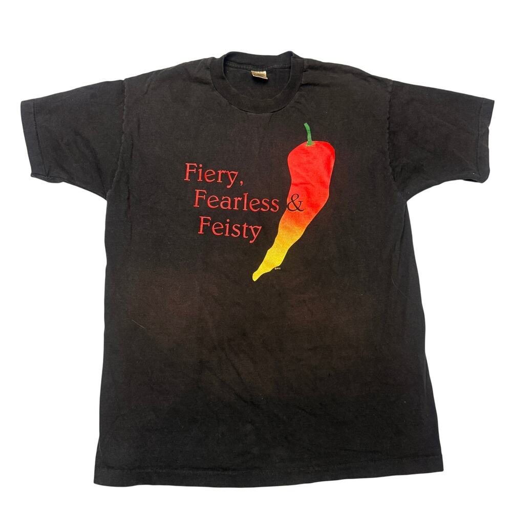 Vintage Y2K Fiery Fearless & Feisty Pepper T Shirt Men's XL Faded Skater